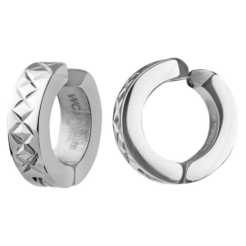 West Coast Jewelry Stainless Steel Cross-Hatch Hoop Earrings