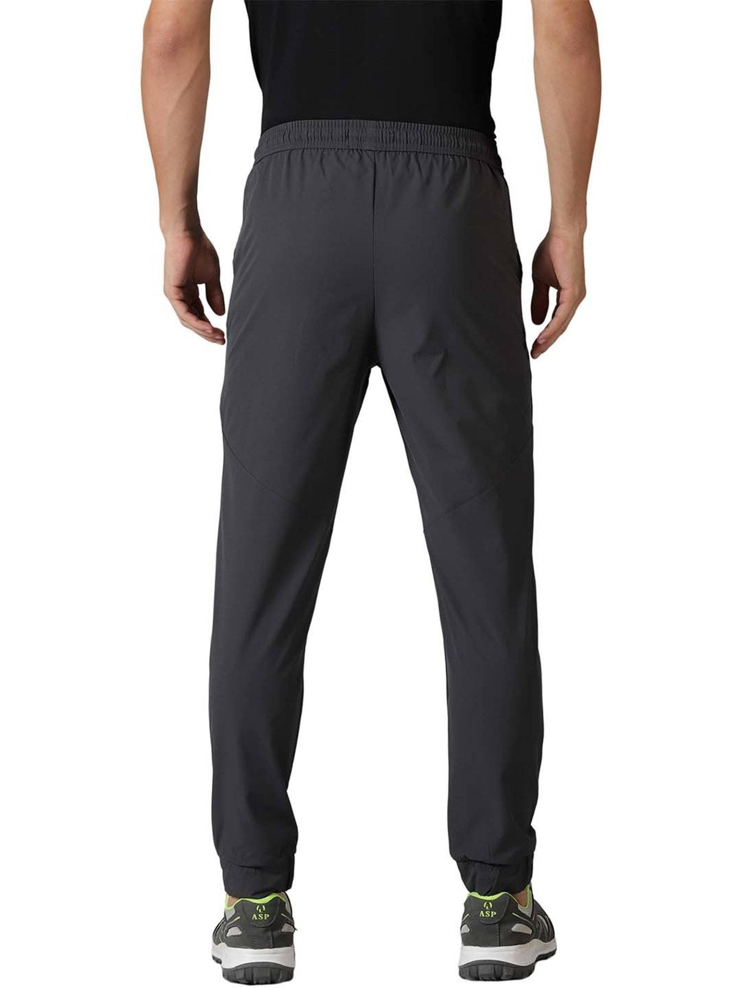 DOMIN8 Men Solid Training Track Pants With Drawstring Waist & Patch Pocket