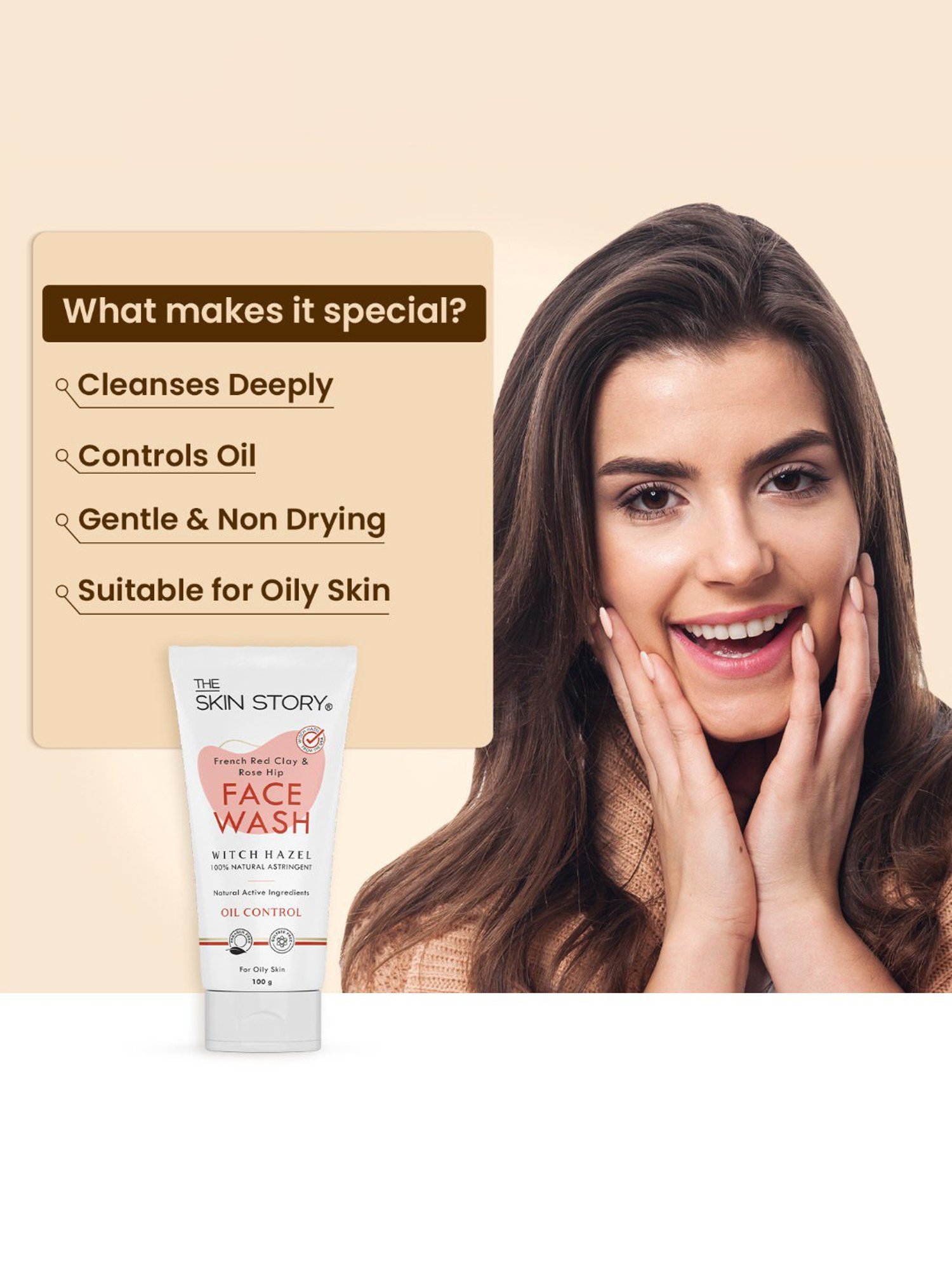 The Skin Story French Red Clay & Rose Hip Oil Control Face Wash - 100 gm