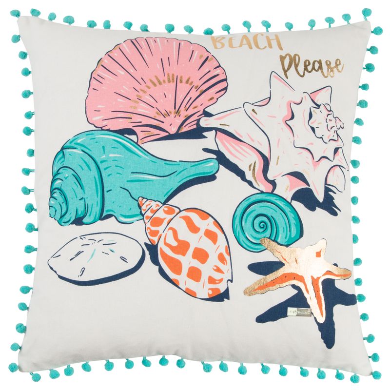 18"x18" Sea Shells Square Throw Pillow Blue - Simply Southern