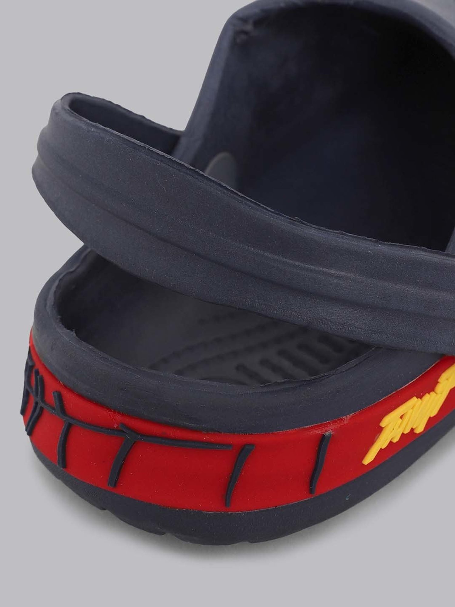 Kidsville Navy & Red Spiderman Printed Back Strap Clogs