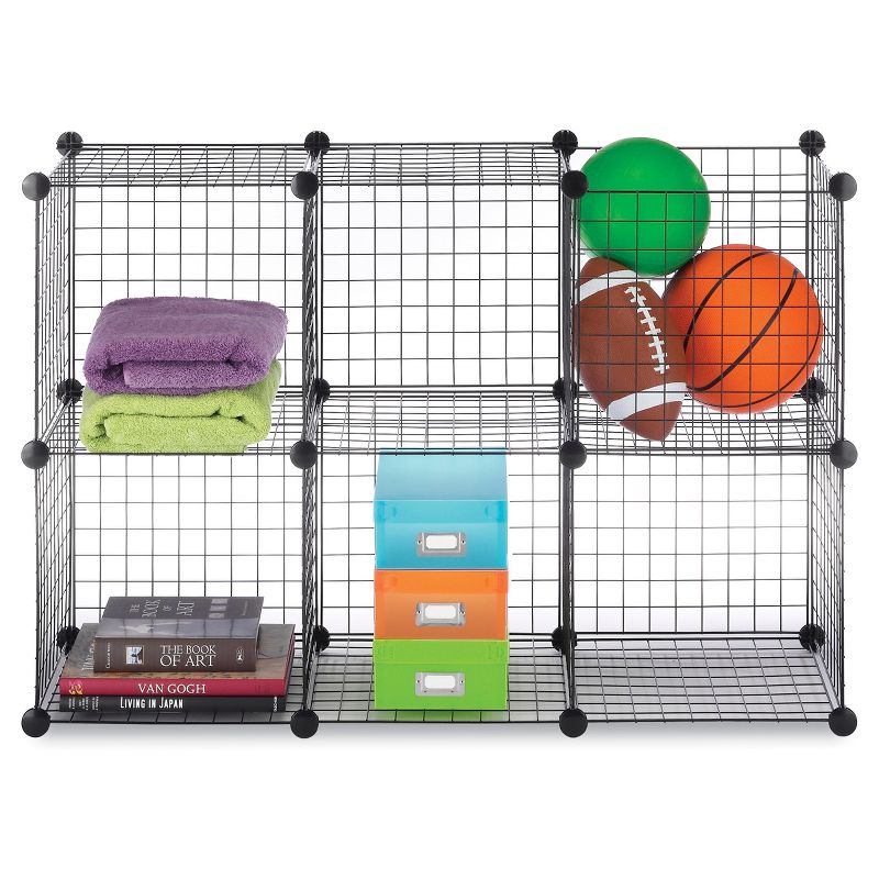 Whitmor 6-Cube Wire Storage Shelves Black