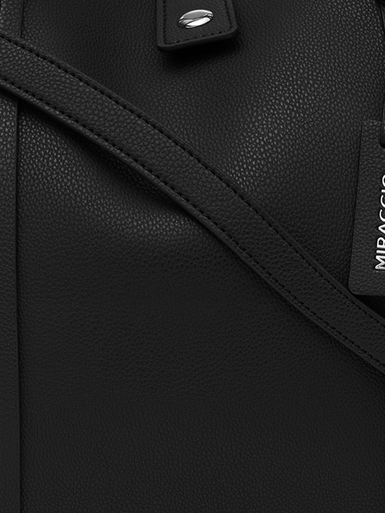 Miraggio Black Textured Medium Tote Handbag