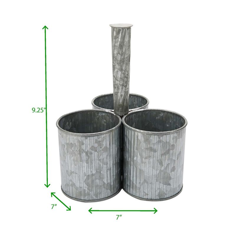 MIND READER Utensil Caddy [3 Round Compartments] (SILVER LINES)