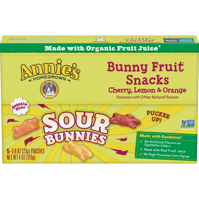 Annie's Sour Bunnies Fruit Snacks - 5ct