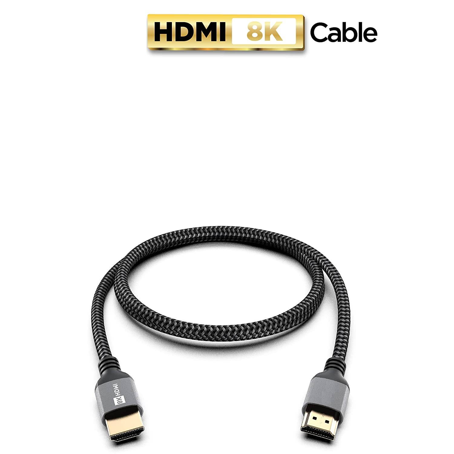 8K HDMI Cable 3 ft | Super High Speed, Braided Nylon & Gold Connectors, 8K @ 60Hz, 4K @ 120 HZ, 2K, 1080P & ARC Compatible | for Laptop, Monitor, PS5, PS4, Xbox One, Fire TV, Apple TV & More