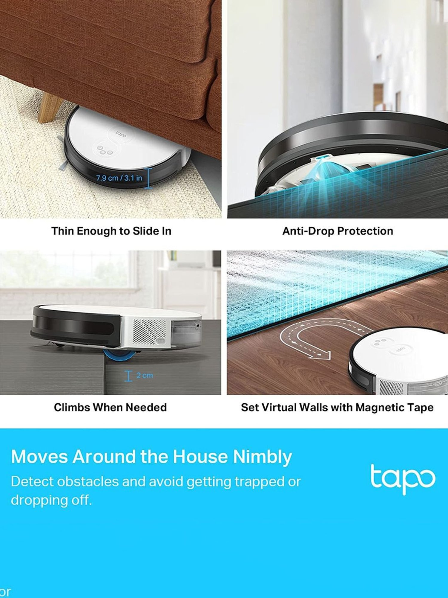 TP-Link Tapo RV10 Plus Robotic Vacuum Cleaner & Mop + Smart Auto-Empty Dock (White)