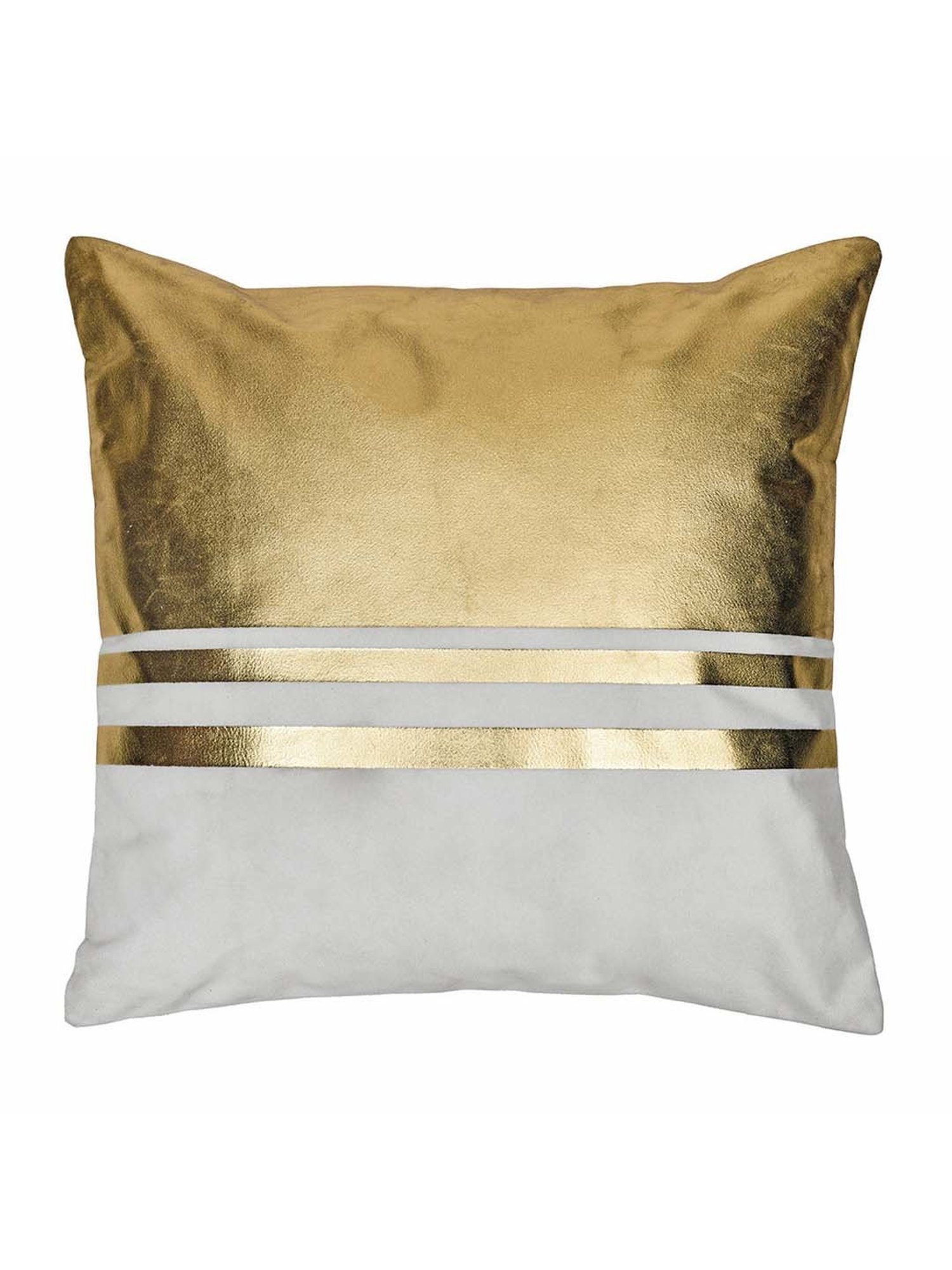 @home Nilkamal Off White & Gold Polyester Cushion Cover