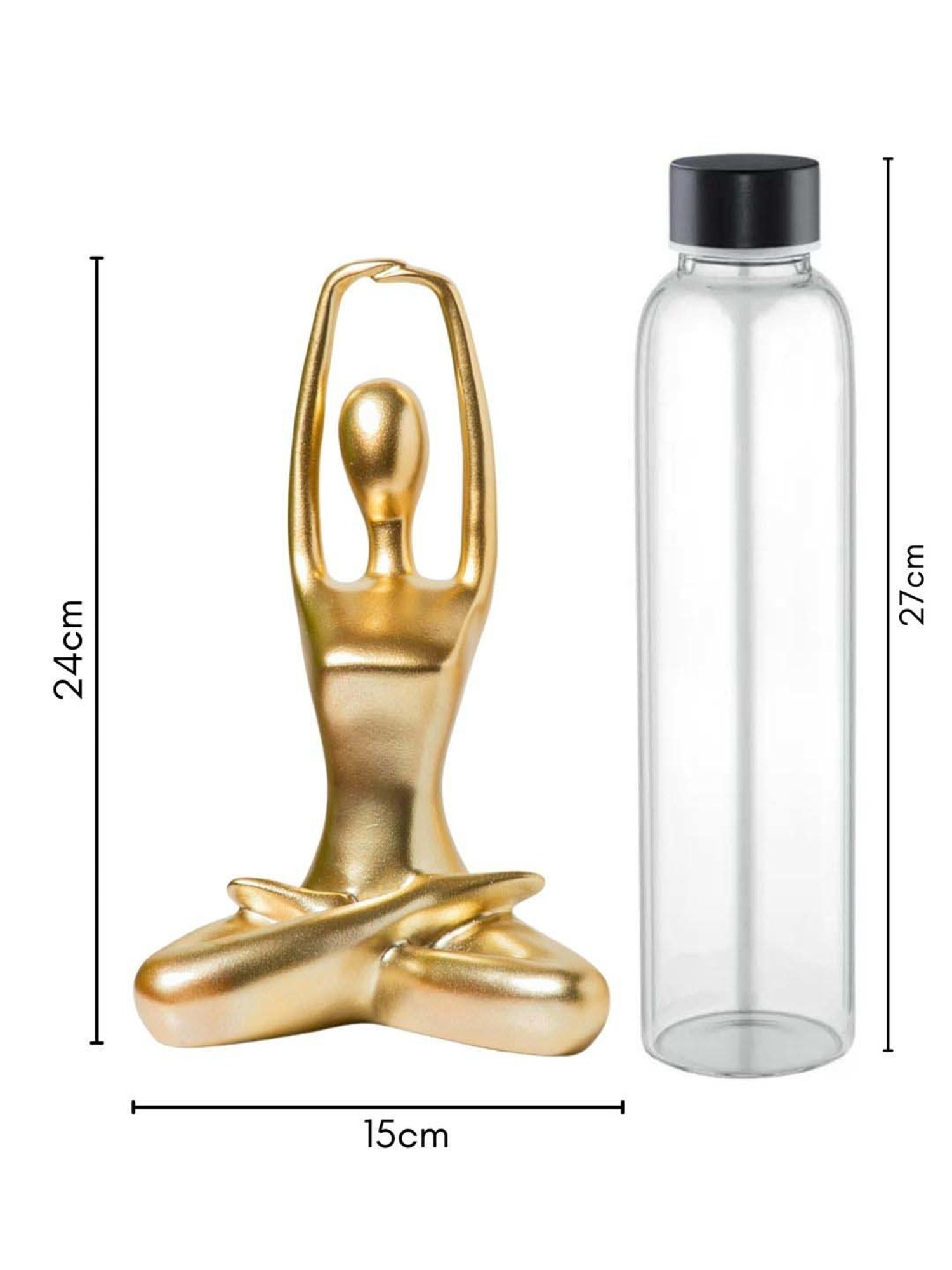 Nestasia Resin Made Solid Hands Raised Gold Yoga figurine in meditation position for Living Room