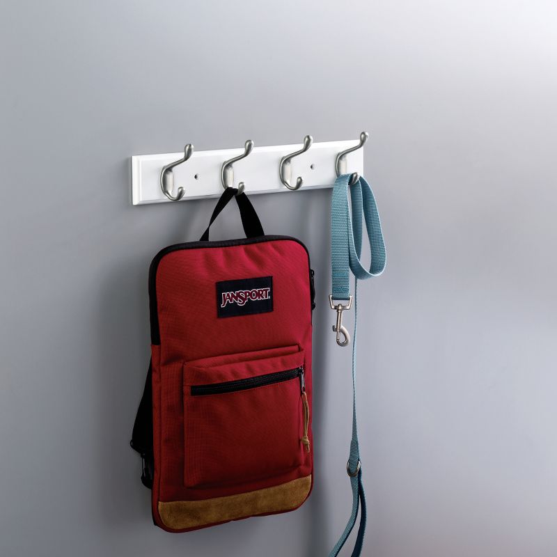 Franklin Brass 16" Heavy Duty Coat and Hat Hook Rack White/Satin Nickel