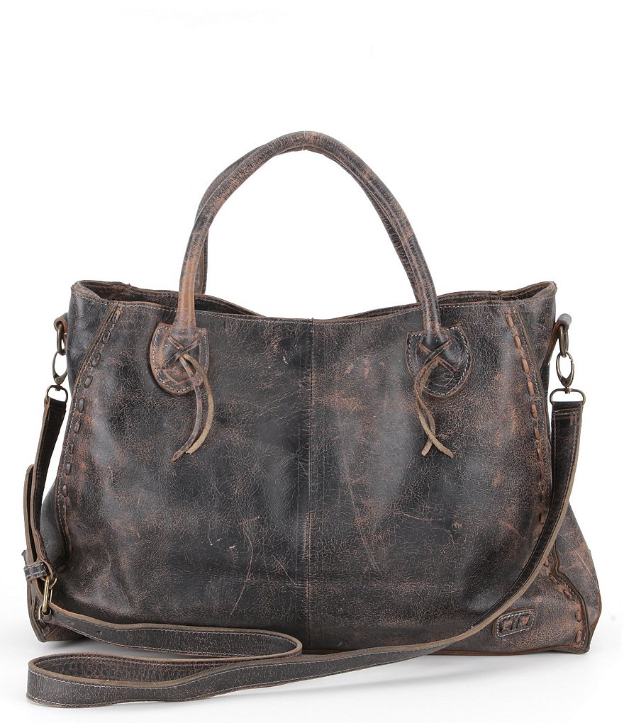 Bed Stu Rockaway Stitch-Detail Distressed Satchel Bag