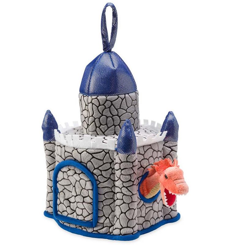 HearthSong - Plush Dragon Portable Play Set, Includes Four 6"H Winged Dragons and 12"H x 8" Sq. Castle, for Kids' Imaginative Play