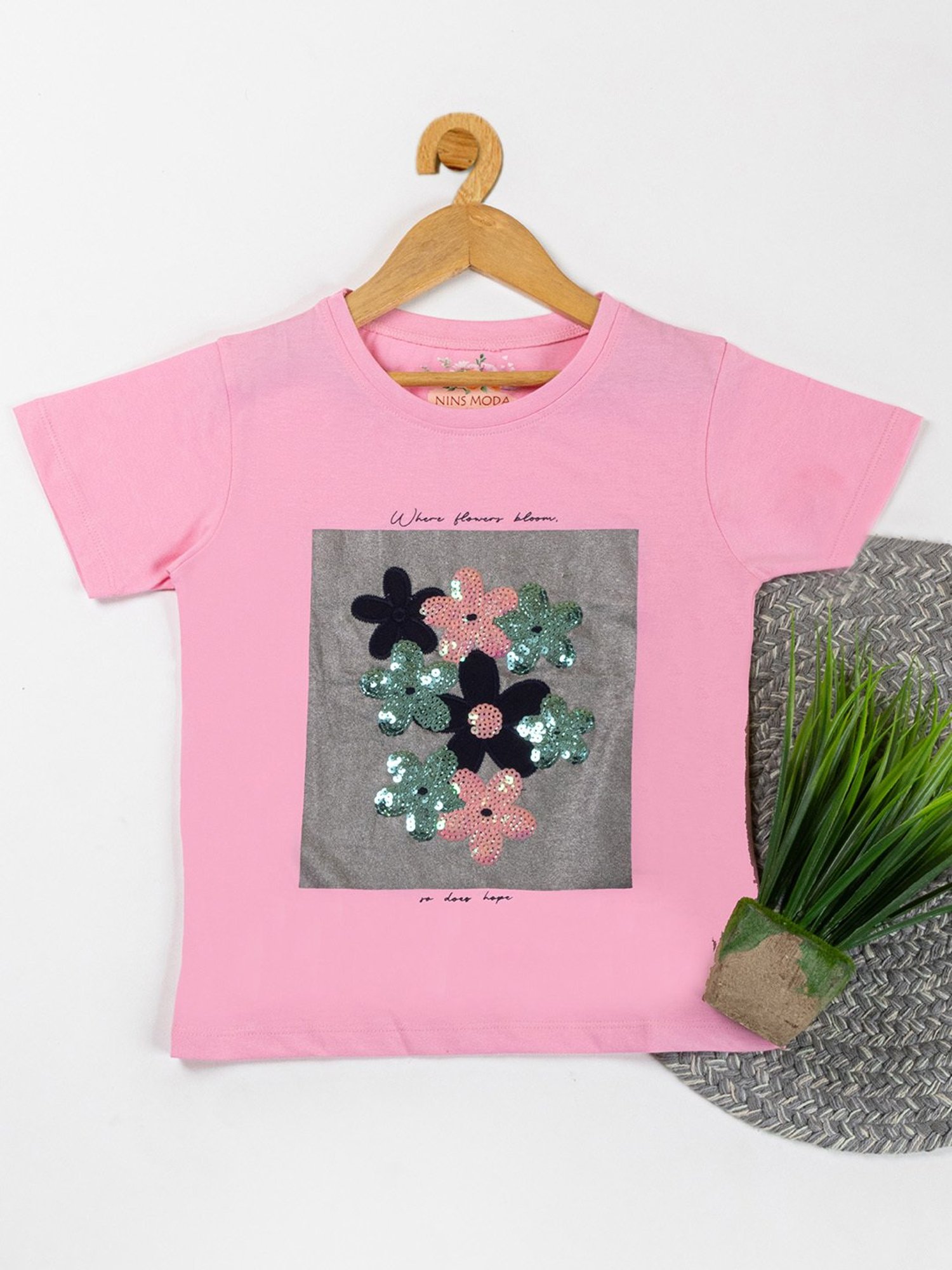 NINS MODA Kids Pink Embellished Top