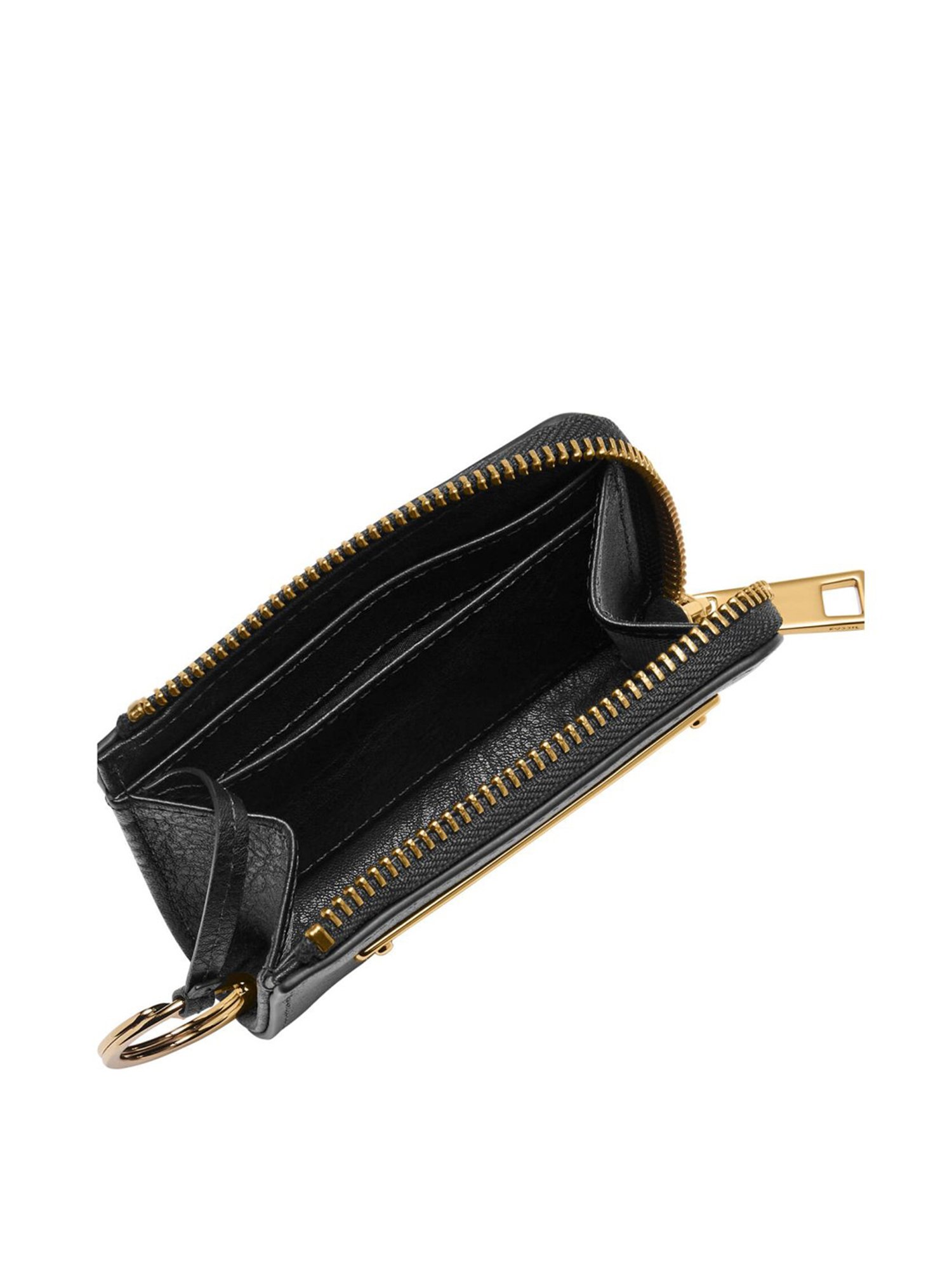 Fossil Liza Black Solid Zip Around Wallet for Women