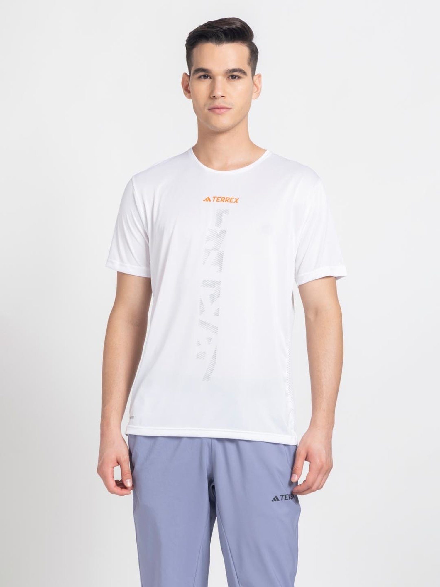 Adidas White Regular Fit Printed T-Shirt