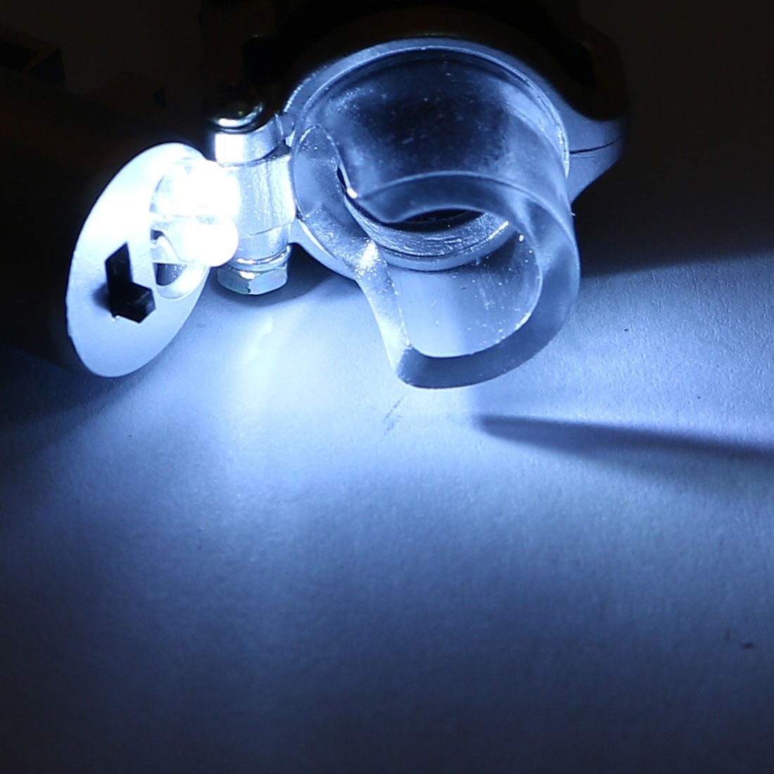 Microscope 2 LED Light 100X Illuminated Magnifier Magnifying Glass Silver Tone Pen Type Microscope