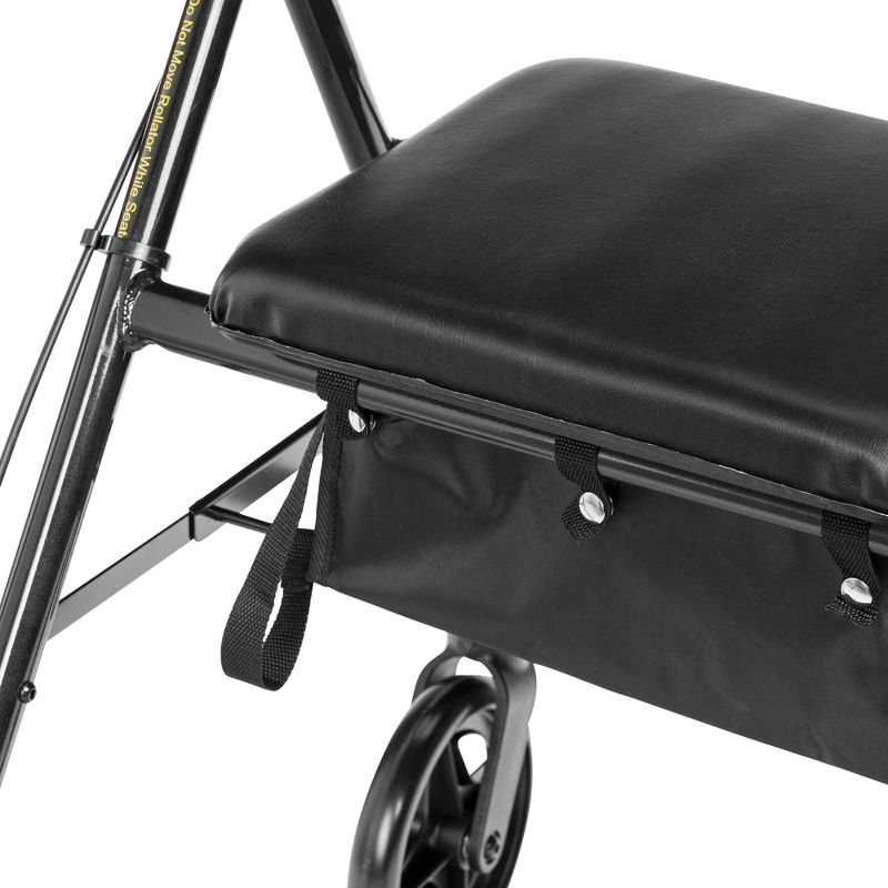 Drive Medical Walker Rollator with 6" Wheels, Fold Up Removable Back Support and Padded Seat, Black