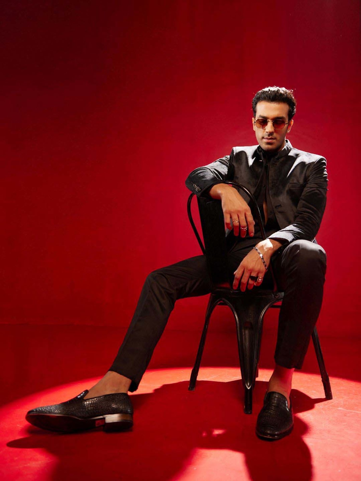 Vastramay Black Regular Fit Ethnic Blazer