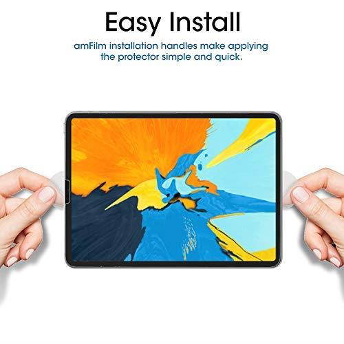 amFilm Glass Screen Protector for iPad Pro 11 inch (2 Pack), Tempered Glass, Ultra Sensitive, Face ID and Apple Pencil Compatible