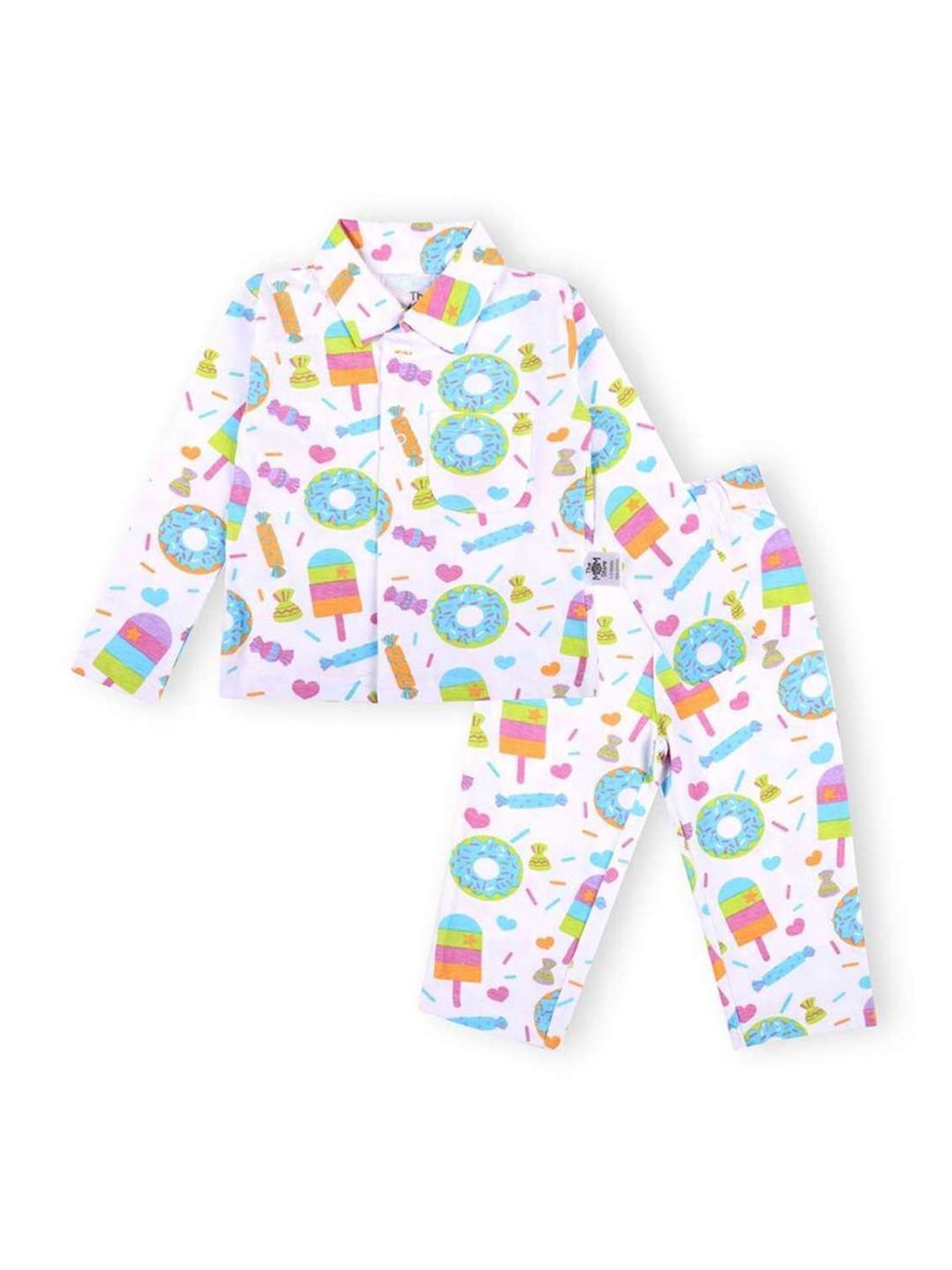 The Mom Store Boys Multicolor Cotton Printed Full Sleeves Shirt Set