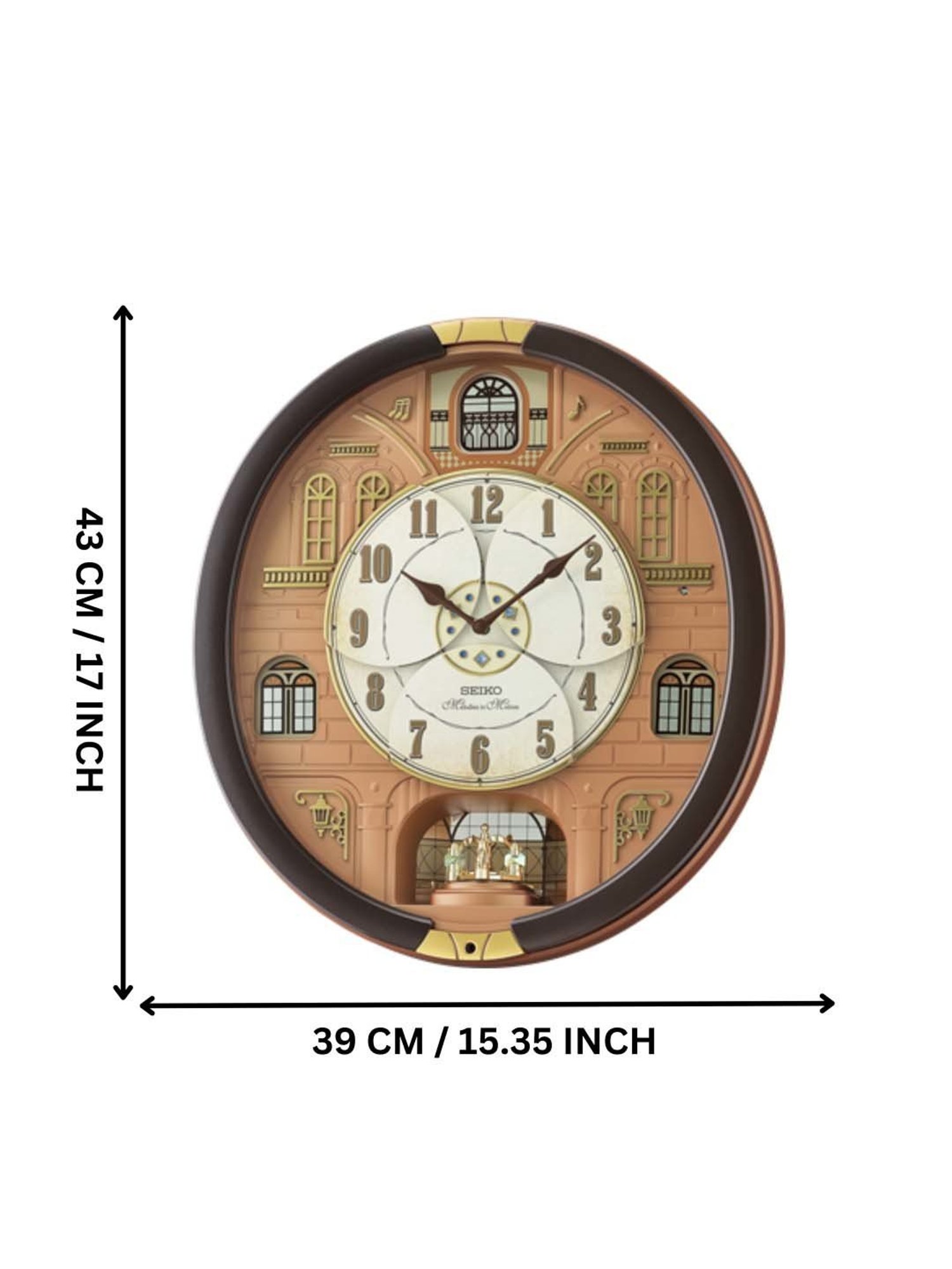 Seiko Brown Plastic Melodies In Motion Chime Oval Analog Musical Wall Clock