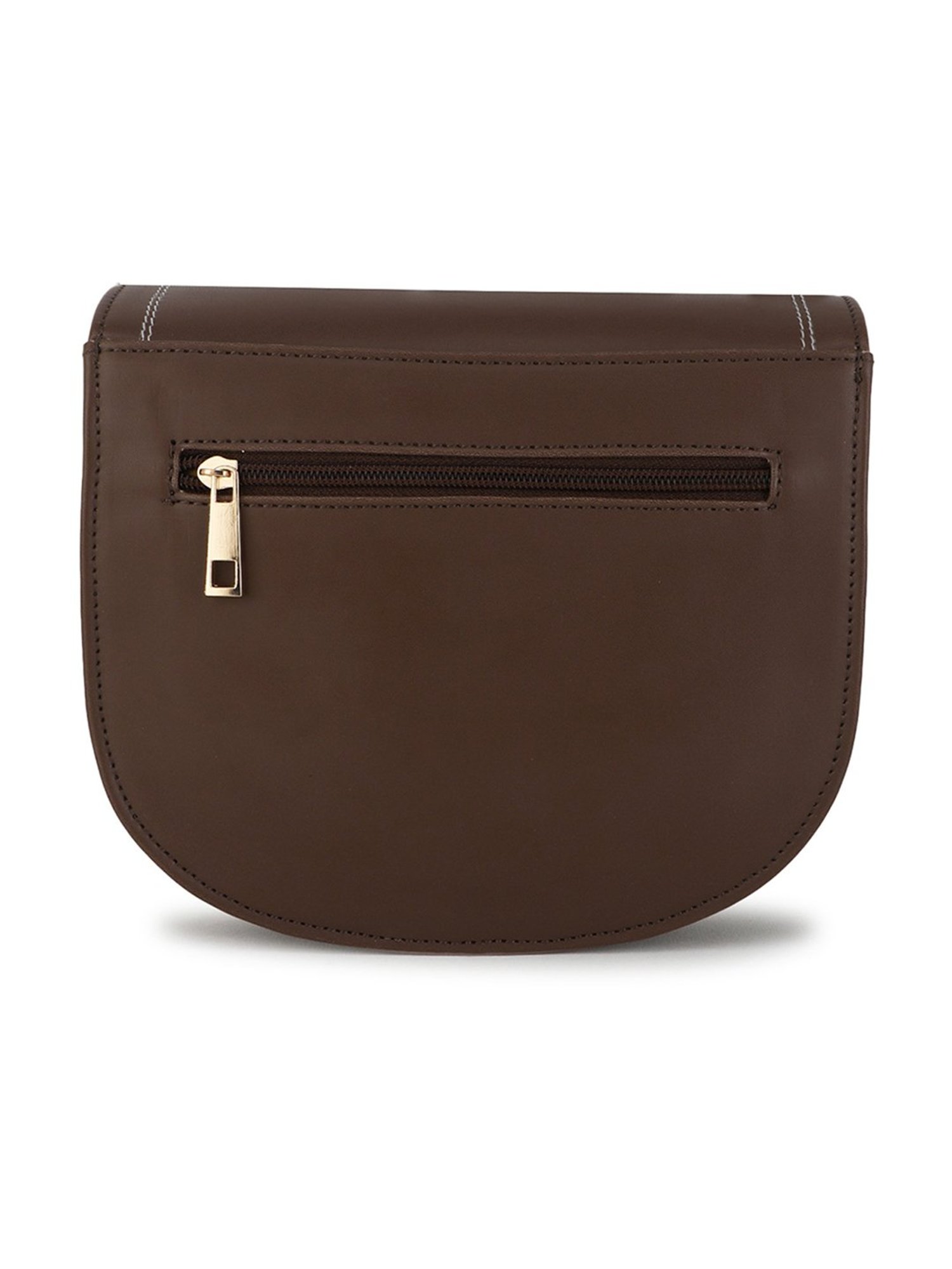 Spice Art Brown Solid Medium Saddle Cross Body Bag