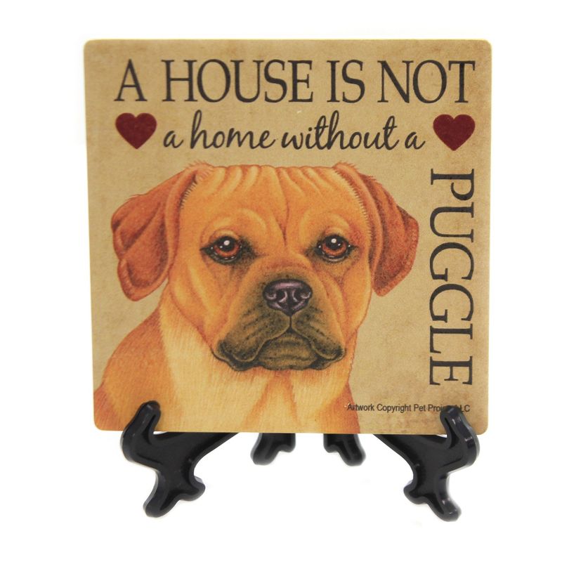 Animal 4.0" Puggle - House Stone Coaster Easel Sjt Enterprises  -  Coasters