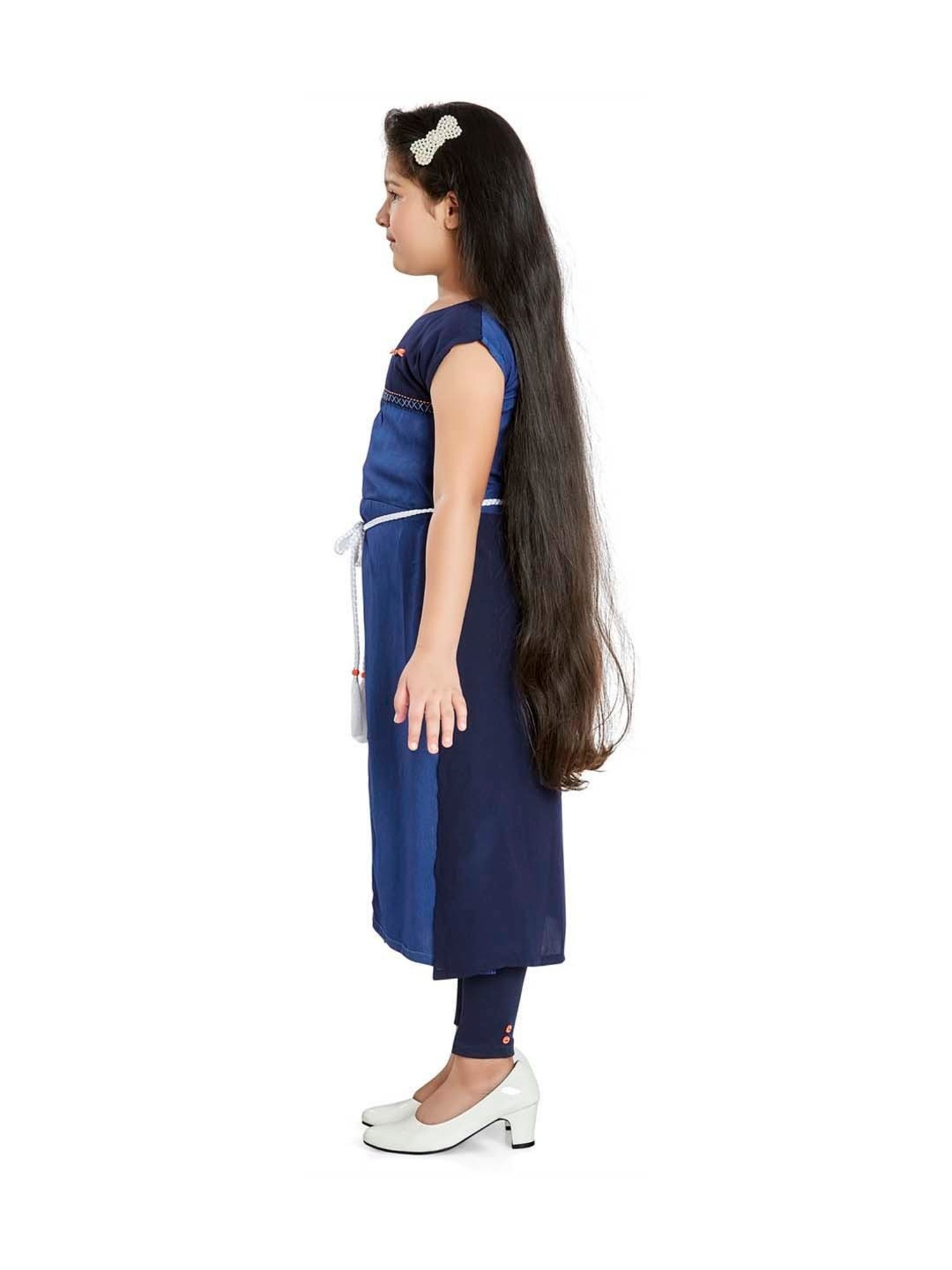 Peppermint Kids Navy Regular Fit Kurta Set