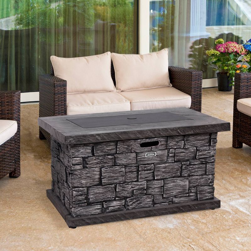 Faux Stone Propane Fire Table Gray - Sunbeam