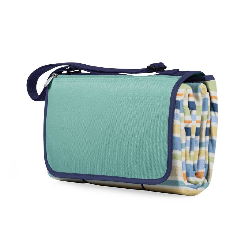 Oniva Blanket Tote Outdoor St. Tropez Collection Picnic Blanket - Sky Blue with Multi Stripe Pattern