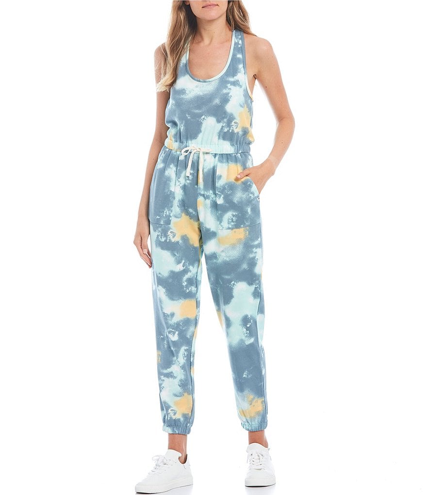 Angie Striped Strapless Smocked Bodice Ruffled Hem Jumpsuit