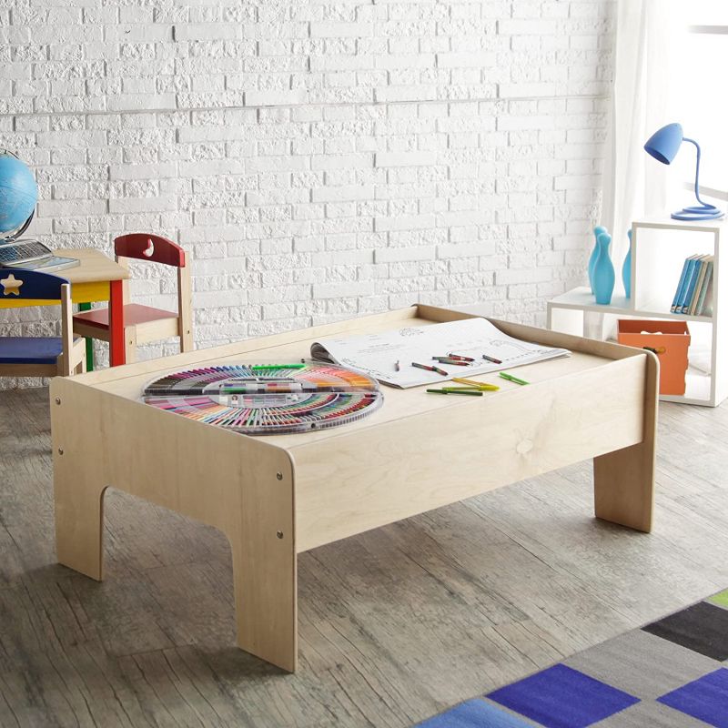 Little Colorado 46.75 x 32 x 19 Inch Large Indoor Home Kids Toddler Toy Room Premium Wooden Activity Game Play Art School Table, Natural