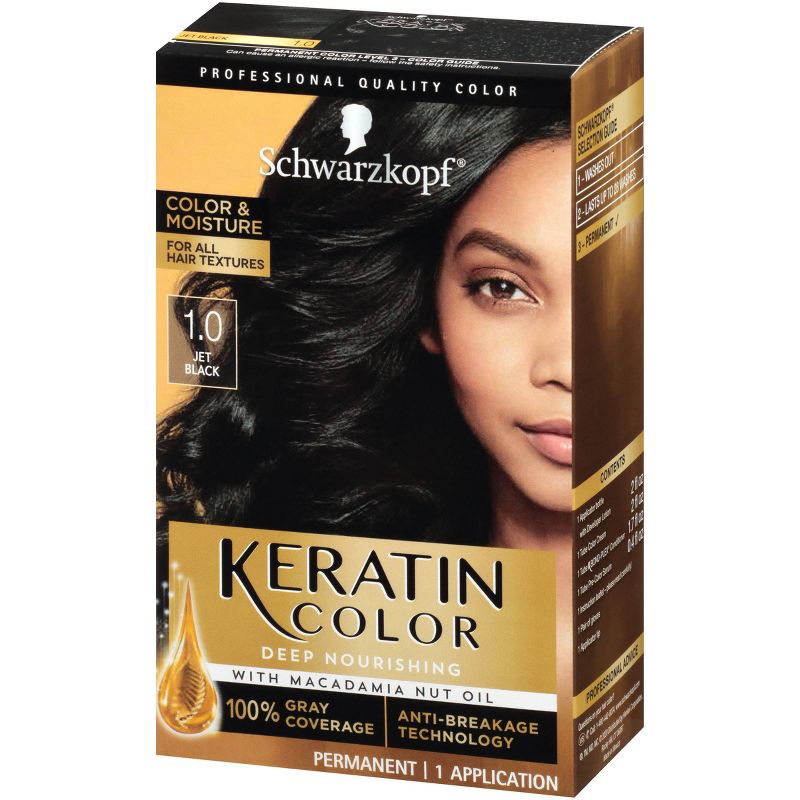 Schwarzkopf Keratin Color Jet Black Permanent Hair Color - 6.2oz