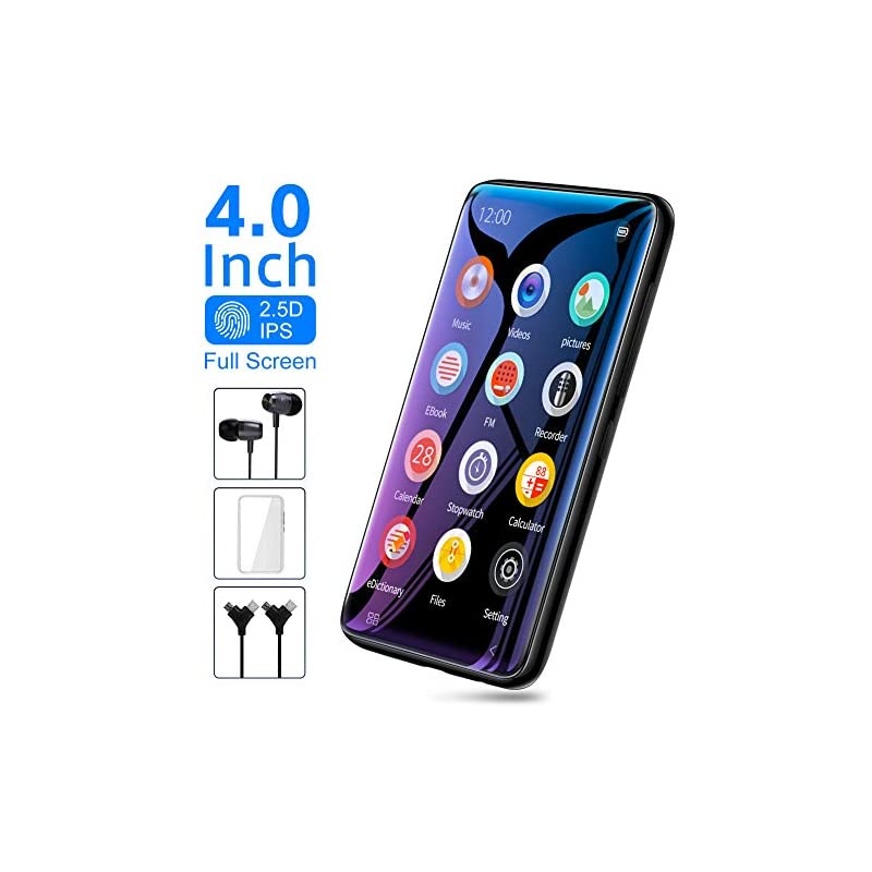MP3 Player with Speaker 40 Full Touchscreen HD Video Mp4 Player 8GB Portable HiFi Lossless Sound Mp3 Music Player with FM Radio Voice Recorder EBook Supports up to 128GB TF Card Black