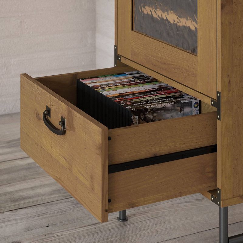 Ironworks Audio Storage Cabinet Vintage Golden Pine - Kathy Ireland Home