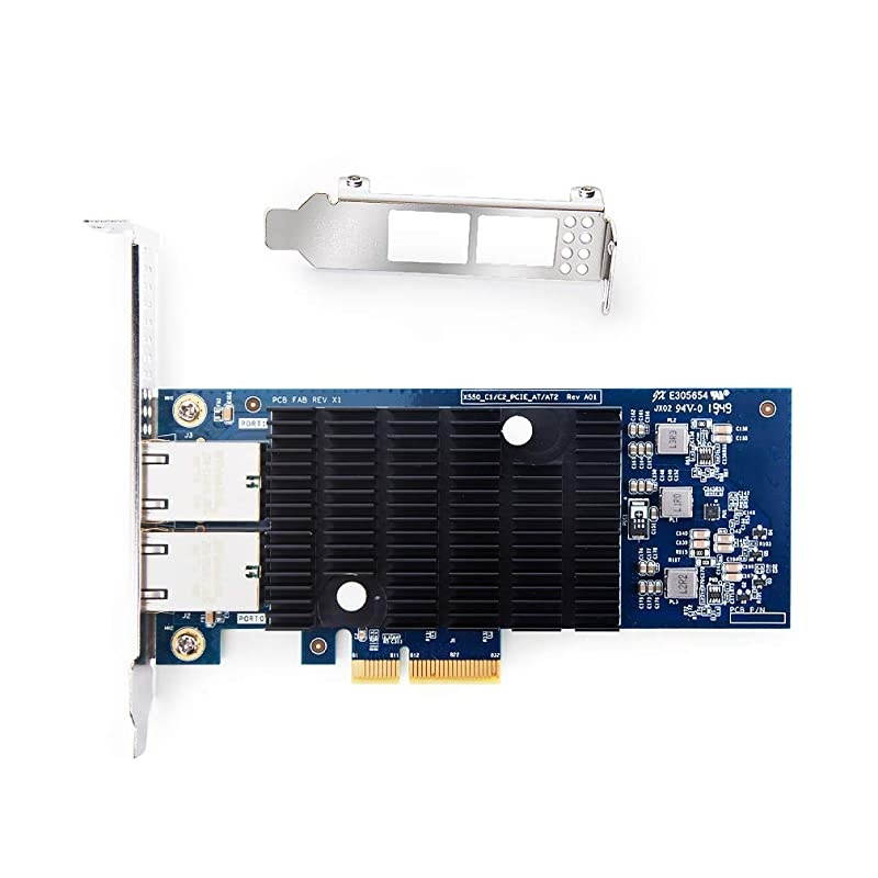 PCI-E NIC Network Card, Dual Copper RJ45 Port, PCI Express Ethernet LAN Adapter Support Windows Server/Linux/ESX, Compare to Intel X550-T2