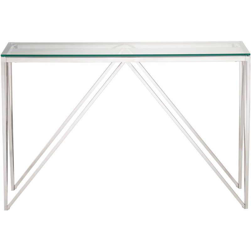 55 Downing Street Luxor 47 1/4" Wide Chrome and Glass Modern Console Table