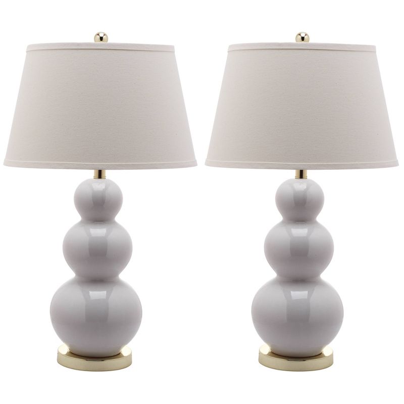 Set of 2 Pamela Triple Gourd Lamp (Includes LED Light Bulb) White - Safavieh