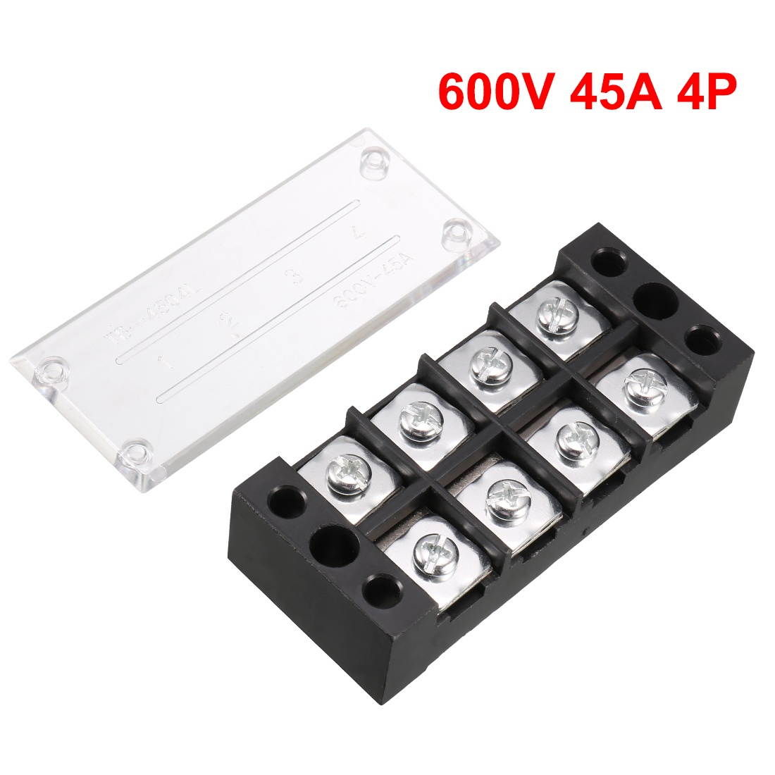 Dual Rows 4 Positions 600V 45A Wire Barrier Block Terminal Strip TB-4504L
