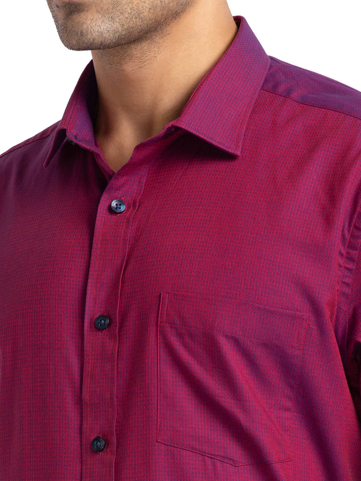 Park Avenue Maroon Cotton Regular Fit Self Pattern Shirt