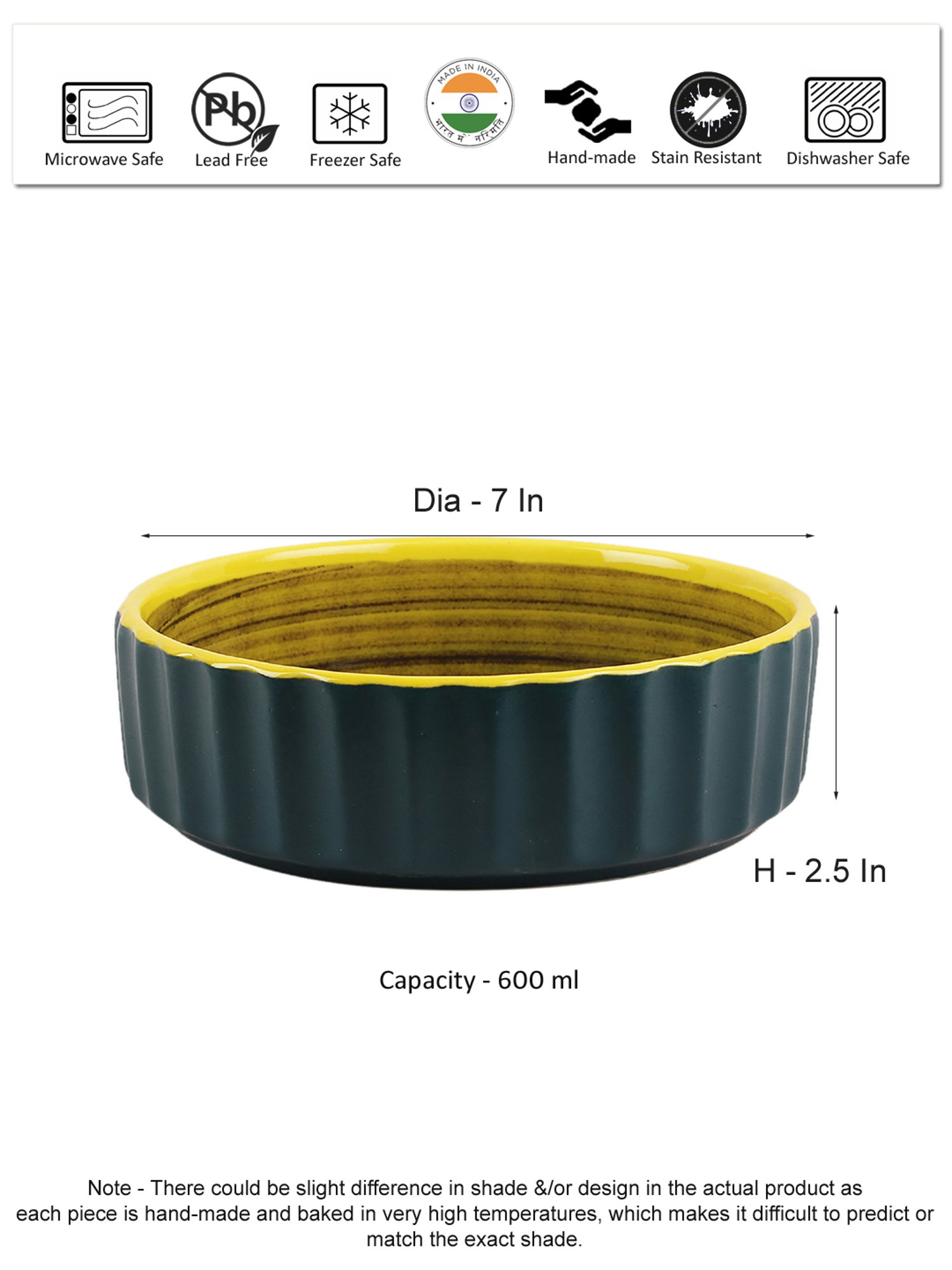 VarEesha Green Ceramic Serving Bowl - Set of 1