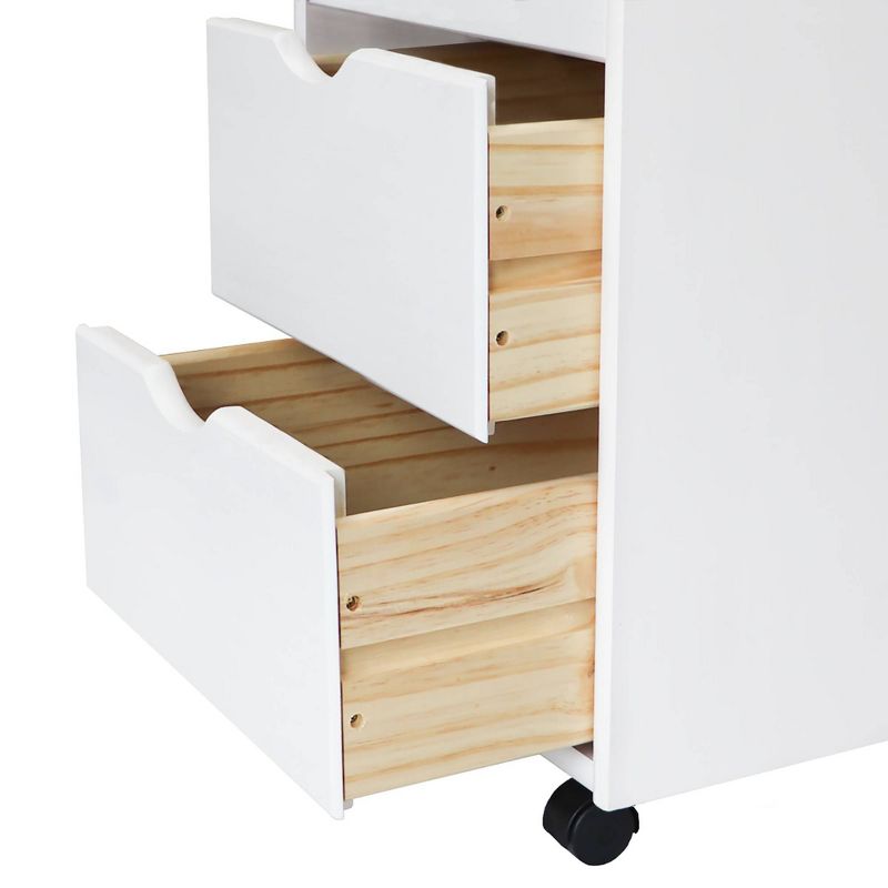 Adeptus Solid Wood 6+2 Drawer Wide Roll Cart White