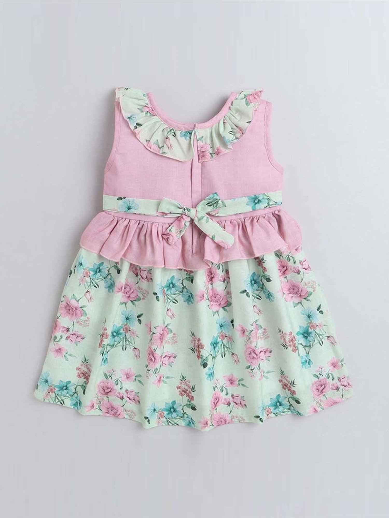 The Magic Wand Kids Pink & Blue Floral Print Dress