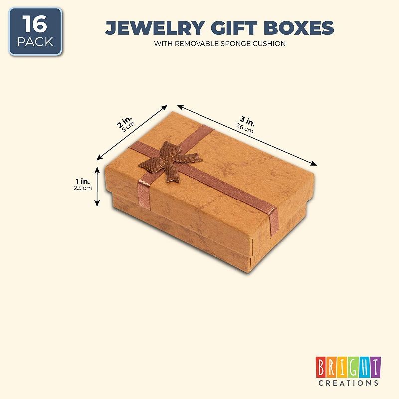 16 Pack Brown Jewelry Gift Boxes with Lids and Ribbon Bows for Display Rings, Earrings, Necklaces and Bracelets