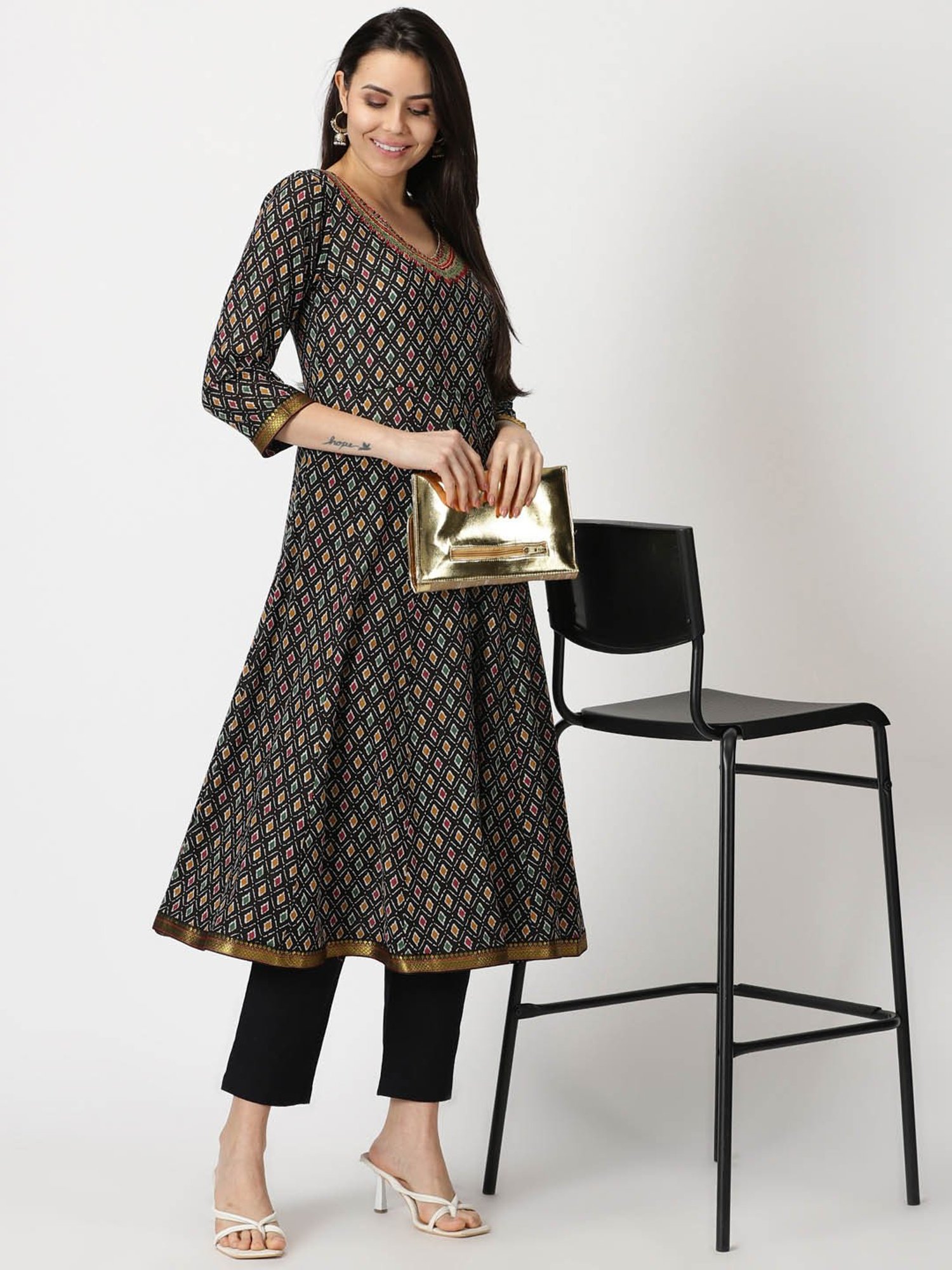 Saffron Threads Black Pants