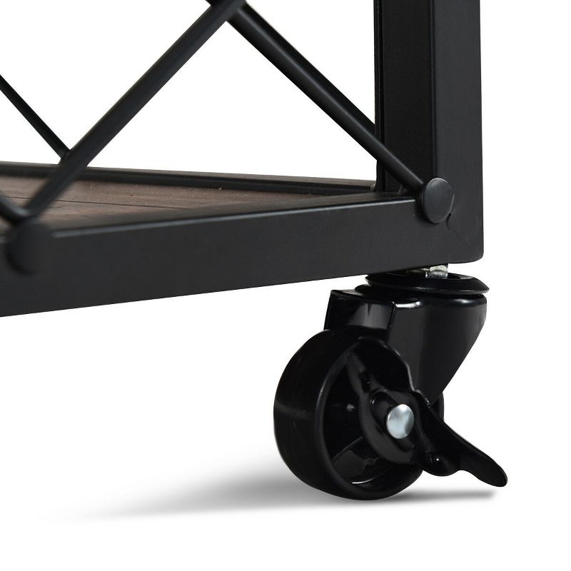 Costway 3 Tier Rolling Kitchen Trolley Island Cart Serving Dining Storage Shelf Utility Black Iron