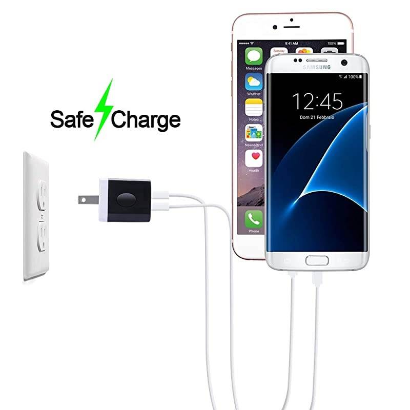 Charger Adapter21A  5Pack Home Travel Dual Port Plug Wall Charging Block Compatible with iPhone X87 Plus6 Plus6s PlusTabletSamsung Galaxy S8S7 EdgeHTCLGSonyNokiaMotorola and More