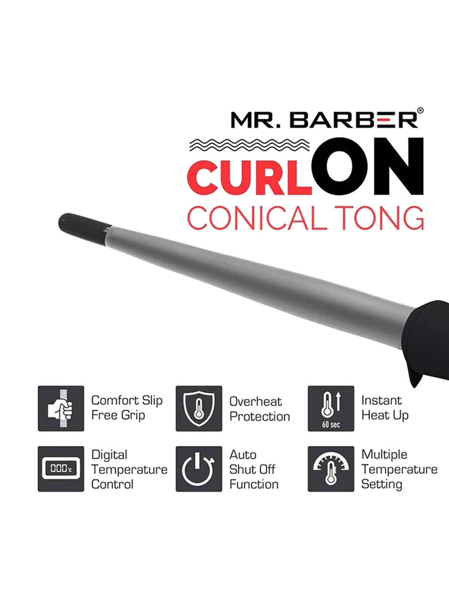Mr. Barber Curl On CN-19 Conical Tong (Black)