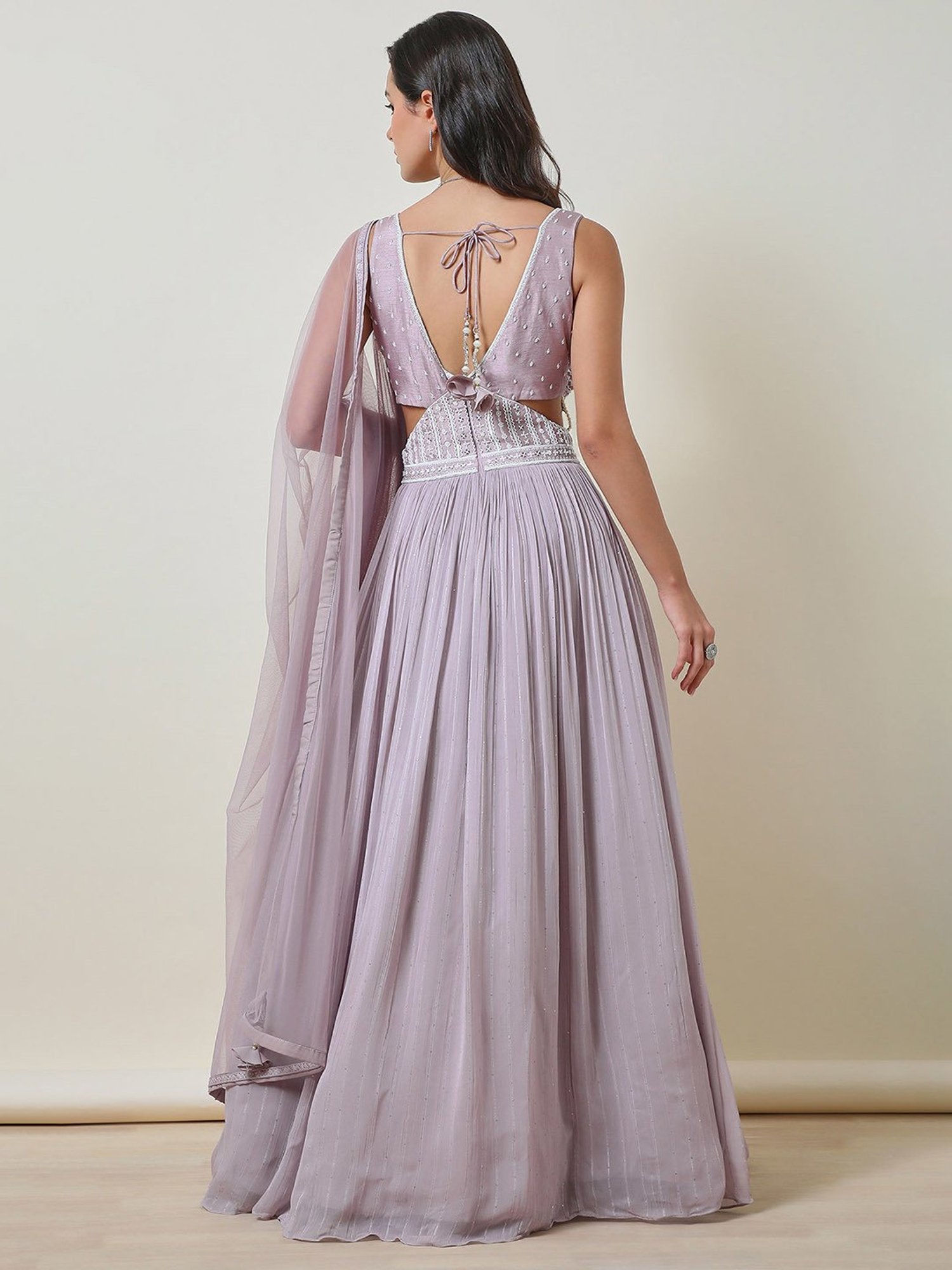 Soch Purple Embellished Ethnic Dress With Dupatta