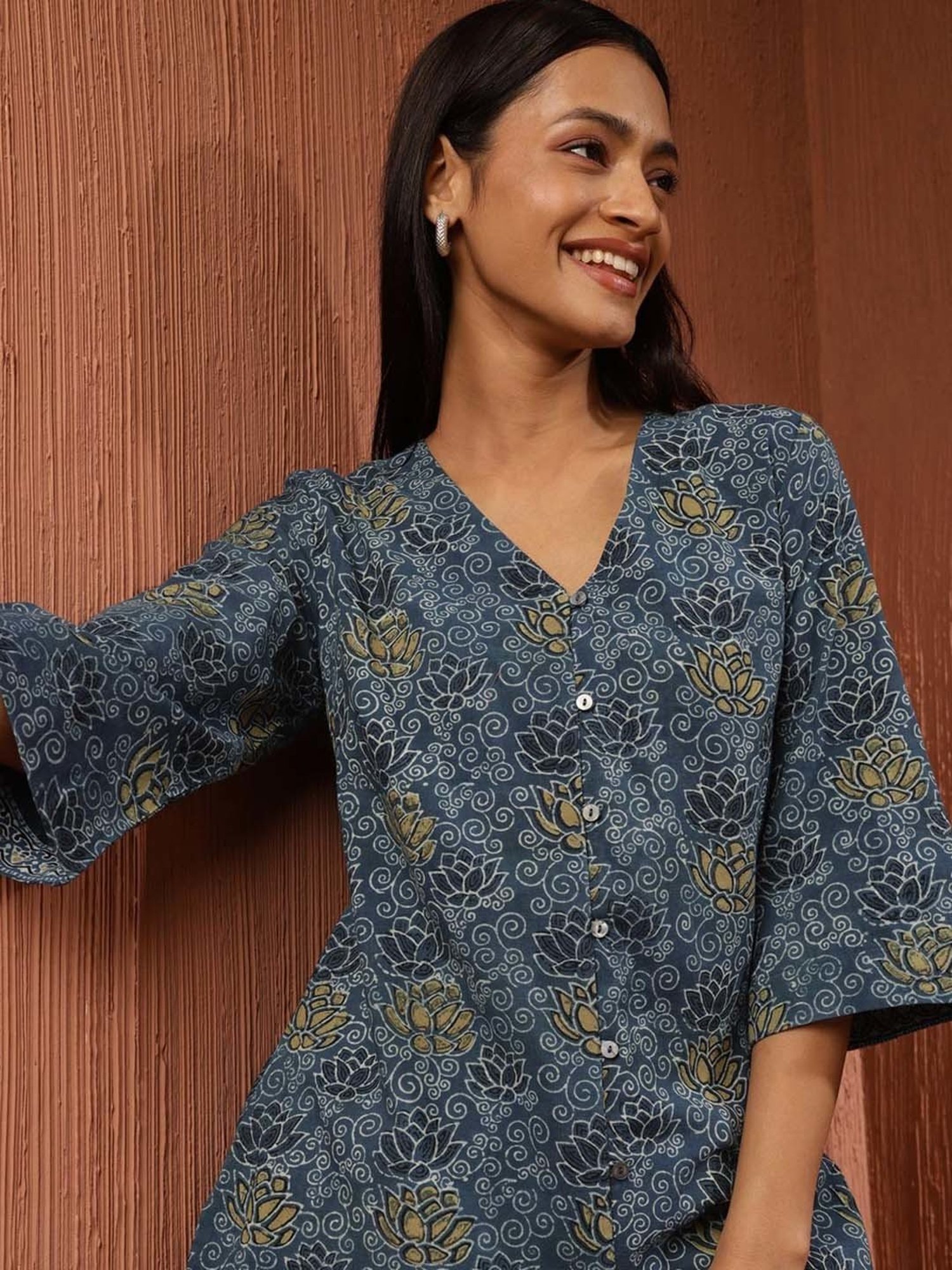Fabindia Blue Cotton Printed Tunic